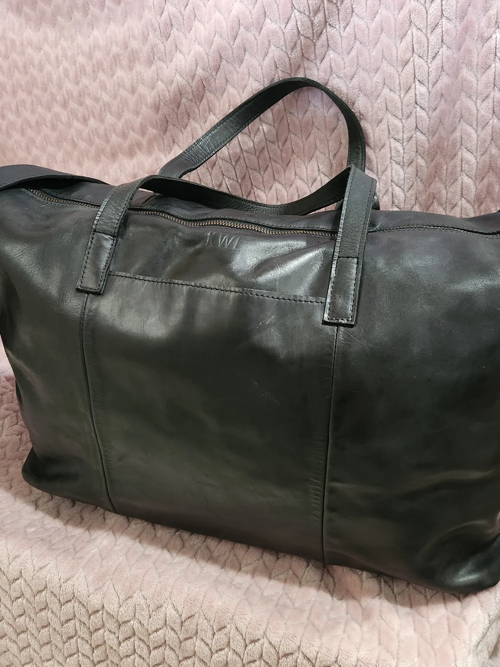 Monogram Black Leather Travel Duffel Bag